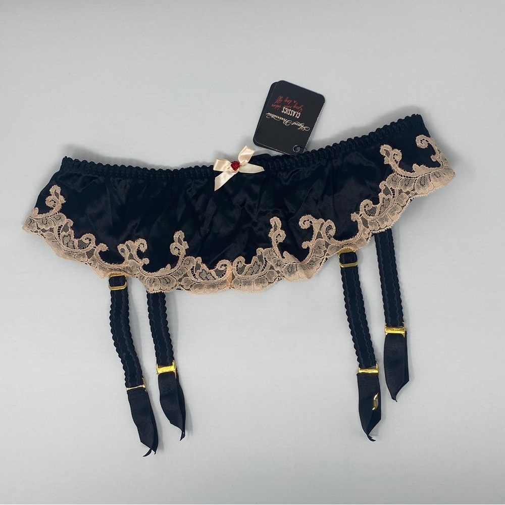 Agent Provocateur Molly Black Silk Suspender NWT $250